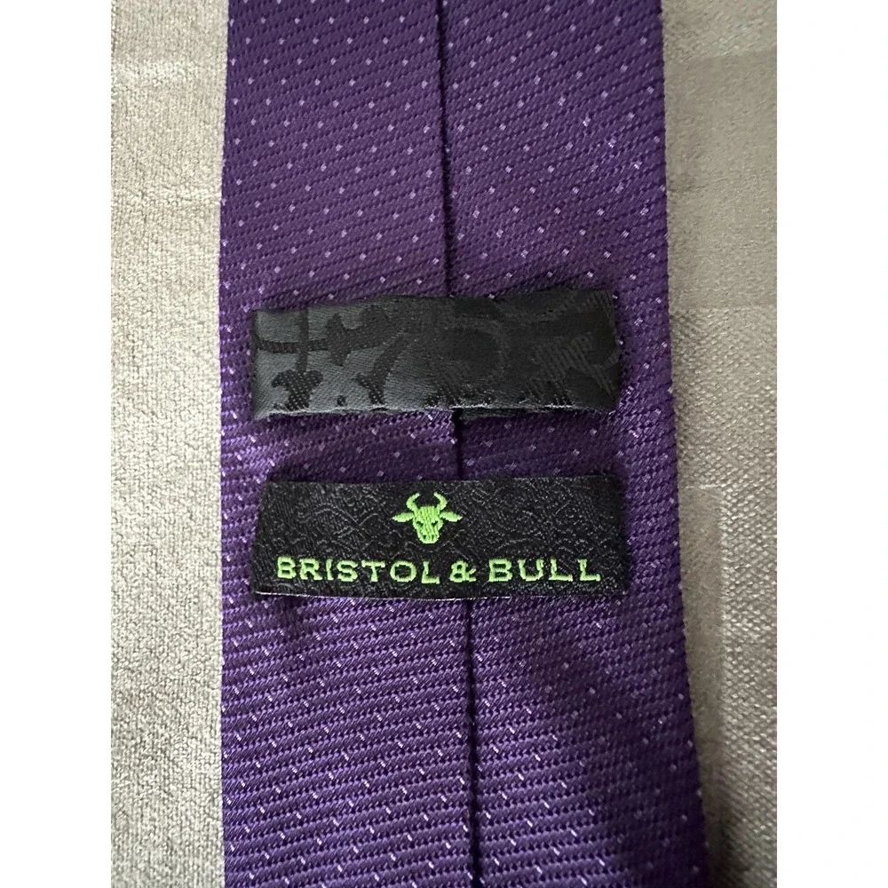 Bristol & Bull Tie Mens Purple‎ 100% Silk Woven Microdot Necktie Classic Dress